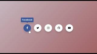 Social media Icons pop up hover effect | Social buttons with Tooltip on hover using HTML CSS