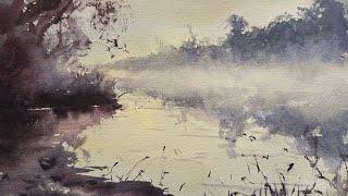 How to paint river mist in watercolours.