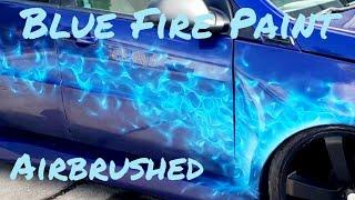 Airbrushed Blue Fire Custom Paint on a Bagged 2005 Chevrolet Equinox