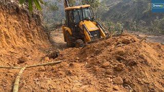 Widening and Leveling new Mountain Road with JCB Backhoe