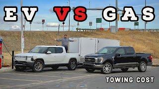 Towing With An Electric Truck - Is It Cheaper Than Gas? Rivian R1T vs Ford F-150 PowerBoost