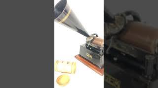 1901 Branded Edison Gem Cylinder Phonograph Brown Wax Cylinder Demo