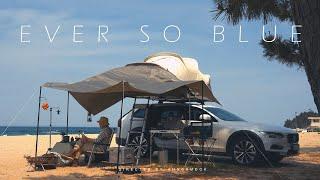 Blue Sea Rooftop Tent Solo Camping / Sand Beach Car Camping / Ecstatic Sea Camping