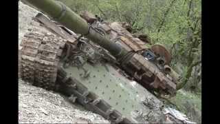 Russian T-64,T-72 Tank wreck in the First Chechen War