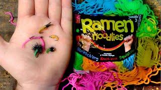 FLY TYING and FISHING Walmart kid's toy! | Ramen Noodlies! | Caddis | Maggot | Squirmy worm |