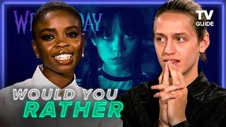 WEDNESDAY Cast Plays Who Would You Rather | Gwendoline Christie, Hunter Doohan, Percy Hynes White