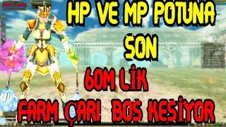 36 LEVEL 60M LİK FARM ÇARI BOSS KESİYOR SIFIR MASRAF CAN POTU MANA POTU YOK KNİGHT ONLİNE