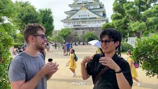 Interview with a local Japanese man in front of Osaka Castle