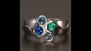 Larger Round Fine Natural Four Gem Mothers Ring* designed by Christopher Michael