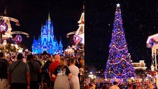 Magic Kingdom Main Street USA 2024 Night Christmas Walkthrough in 4K | Walt Disney World Florida