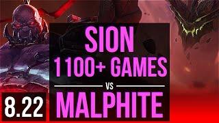 SION vs MALPHITE (TOP) | 5 early solo kills, 1100+ games, 8 solo kills | EUW Challenger | v8.22