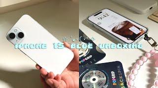 iPhone 15 Blue Unboxing (128gb) + accessories 🩵