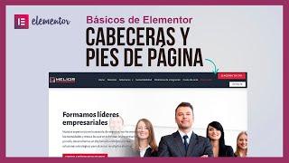 Creando cabeceras y pies de página - Básicos de Elementor