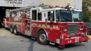 ⁴ᴷ *** FULL HOUSE *** FDNY Engine 225, Tower Ladder 107 & Battalion 39 Responding { EQ2B + Horn }