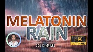 Melatonin Rain Noise | 12 Hours BLACK SCREEN | Study, Sleep, Tinnitus Relief & Focus