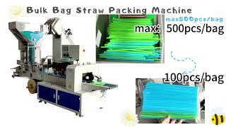 Bulk Bag Straw Packing Machine，group straws packing machine od 6mm straw max 500pcs/bag