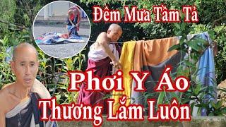 Nhìn cảnh này thương sư Minh Tuệ và 26 sư Nhỏ vô cùng phơi y áo sau đêm mưa tầm tả 13/3