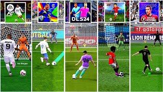 EA FC MOBILE 25  VLF  eFOOTBALL MOBILE  DLS 24  TOTAL FOOTBALL  RF  PLS • PENALTY COMPARISON 