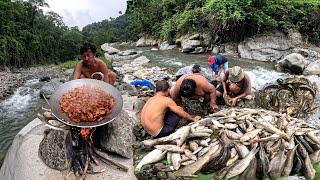 Traditional Fishing Technique Nepal Duwali Fishing Modi Gaon Fish & Buff Meat Cooking & Eating