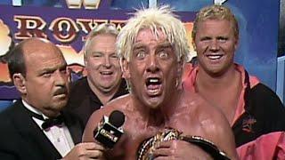 Ric Flair celebrates his 1992 Royal Rumble Match victory