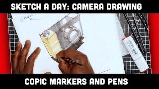 Copic Marker Drawing of a Camera - Sketch A Day by Spencer Nugent