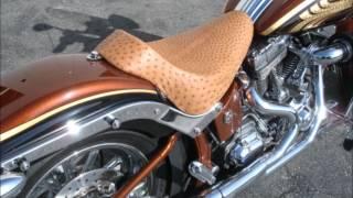 C&C Motorcycle Seats Real Ostrich Softail Solo.wmv