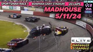 RACE 1 MADHOUSE SPORTSMAN *FULL CONTACT RACING* 5/11/24 #shorttrackracing #asphaltracing #nascar