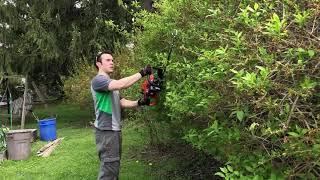 Unboxing ECHO HC-2020 gas hedge trimmer with first start and job time lapse