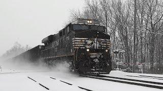  Single Locomotive Norfolk Train in the Snow 