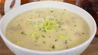 Potato leek soup with minced meat, delicious, simple and quick recipe