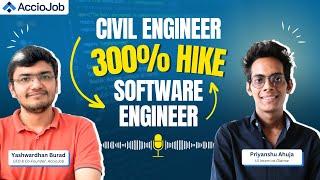 Civil Engineer to Software Engineer | 12+ LPA Package |  AccioJob Student Review