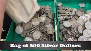 Open Bag of 500 Silver Dollars