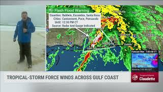 Tropical Storm Claudette hits Pensacola Beach, Florida - Justin Michaels reports live