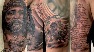 South Ink Custom Tattoo - Timelapse Video of Jesus Christ Black and Graywash Tattoo