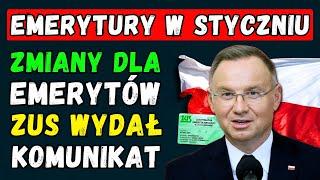 UWAGA: EMERYTURY W STYCZNIU 2025  DUŻE ZMIANY DLA EMERYTÓW! ZUS WYDAŁ KOMUNIKAT!  DATY I KWOTY 