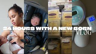 24 HOURS WITH NEWBORN VLOG | NEWBORN MUST HAVES + PUMPING SCHEDULE + ANSWERING MOST ASKED QUESTIONS