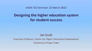 Webinar Series: Redesigning the South African Higher Education System for Student Success