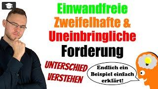 Einwandfreie zweifelhafte uneinbringliche Forderungen erklärt