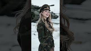 Beautiful female armored officer sings song '' KATYUSHA '' #aiwomen #militarywomen #femalesoldiers