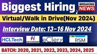 Finally Biggest Hiring | Hexaware, HCLTech, Eclerx Hiring | Virtual/Walk in Drive | 2025, 2024-2020