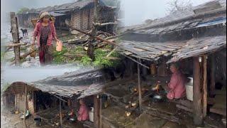 raining day village life of nepal rainy session village drinking water rural village rainy village