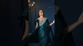 Satin Silk Wedding Saree in Blue with Thread work - 1973627