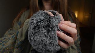 ASMR Fluffy Mic Scratching with Mic Blowing for Sleep (Face Brushing, Rain, No Talking, 3 Hours)