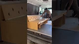 Amazing convertible couch bed for a Mercedes Sprinter build  This van will be available in June!