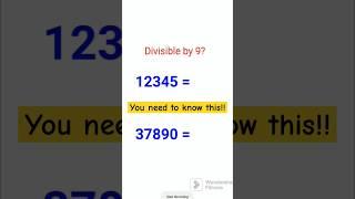 Divide by 9 | Divisibility rule for 9 | Math for all ages #shorts #divisibilityrule #math #explore