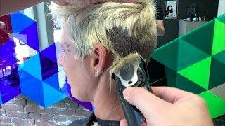 A creative skin-fade haircut on a lady