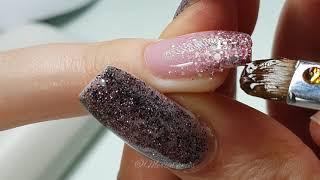 @MerlinNails Best Baby boomer Ombre Glitter Nails Square shape | Gel on natural nails