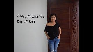 How To Style Basic T-Shirt|4 Ways To Tuck In & Tie Your T-Shirt