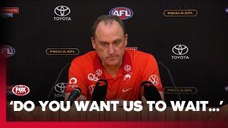 Longmire BRUTALLY forced to listen to Lions party  I Sydney Swans Grand Final Press Conference