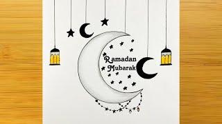 Ramadan Kareem Drawing || How to draw a Moon easy || Ramadan Art